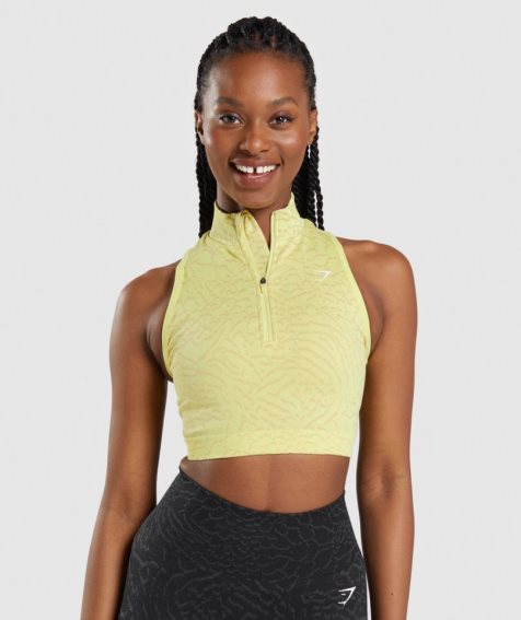 Gymshark Adapt Animal Seamless 1/2 Zip Beskurna Toppar Dam Gula | SE-42681P