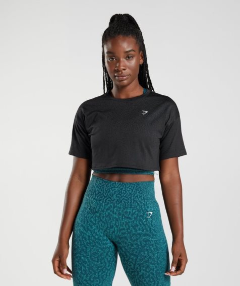 Gymshark Adapt Animal Seamless Beskurna Toppar Dam Svarta | SE-07182J