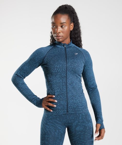 Gymshark Adapt Animal Zip Through Jacka Dam Marinblå | SE-31062Q