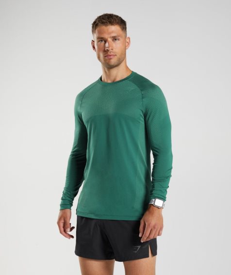 Gymshark Apex Seamless Long Sleeve T-shirt Herr Gröna | SE-15706Y