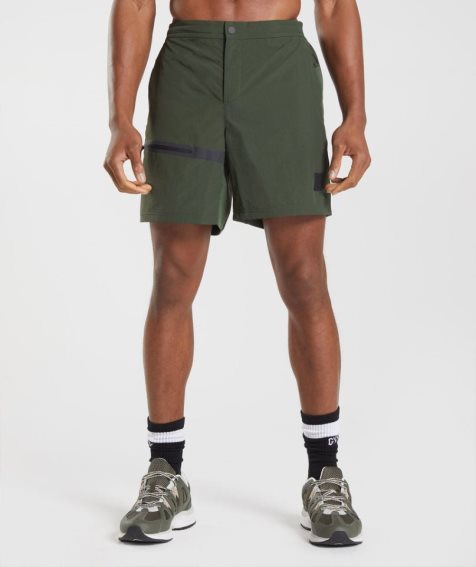 Gymshark Retake Woven 7" Shorts Herr Olivgröna | SE-08421W