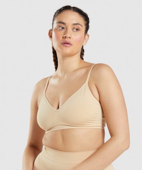 Gymshark Seamless Low Neck Bralette Underkläder Dam Ljusbruna | SE-09714Q