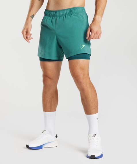 Gymshark Sport 5" 2 In 1 Shorts Herr Turkos | SE-83751U