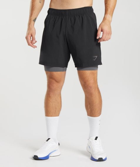 Gymshark Sport 7" 2 In 1 Shorts Herr Svarta | SE-09832T