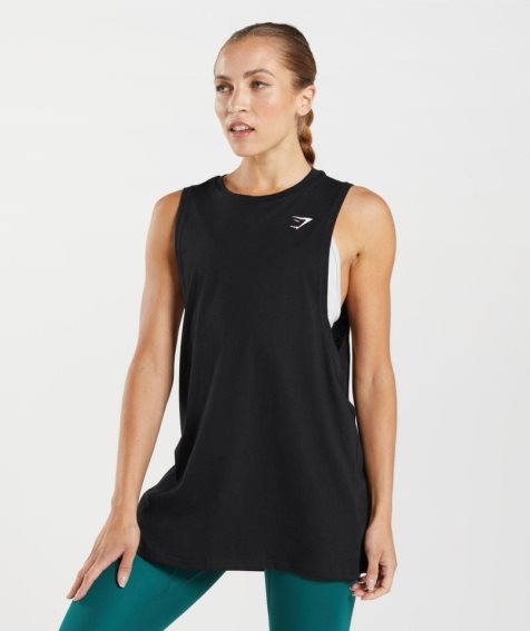 Gymshark Tränings Drop Arm Linnen Dam Svarta | SE-50782D