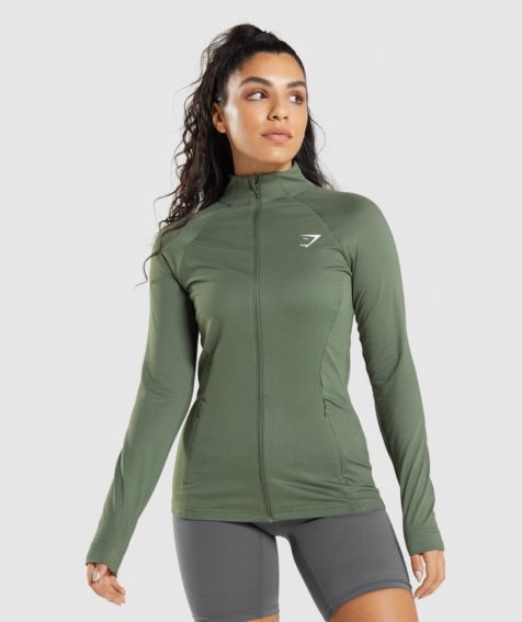 Gymshark Tränings Jacka Dam Olivgröna | SE-85631M