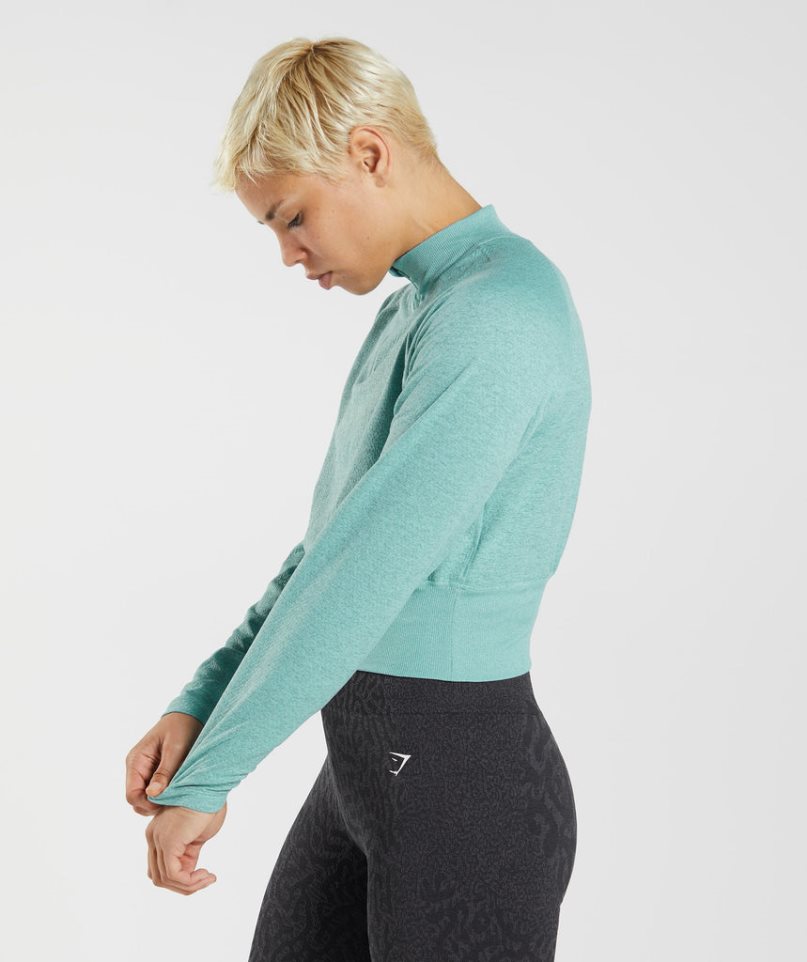 Gymshark 315 Long Sleeve Warmup Top Tröjor Dam Turkos | SE-84093O
