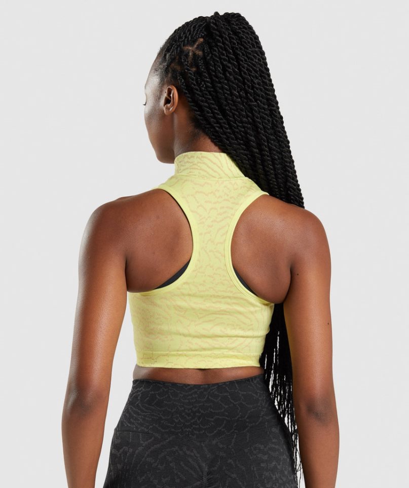 Gymshark Adapt Animal Seamless 1/2 Zip Beskurna Toppar Dam Gula | SE-42681P