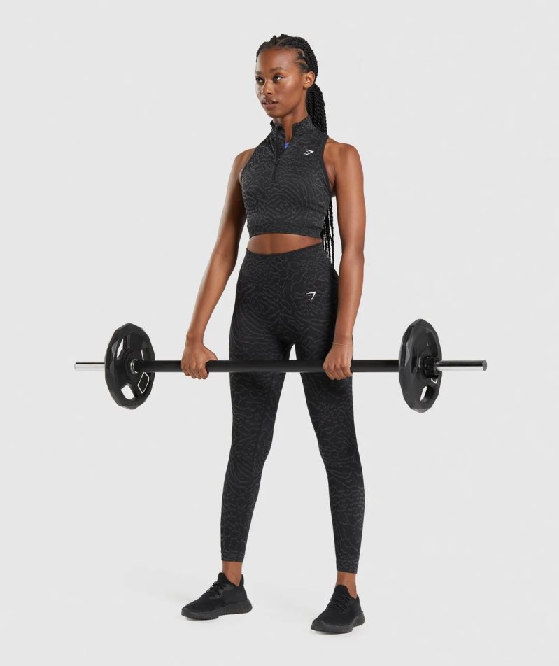 Gymshark Adapt Animal Seamless 1/2 Zip Beskurna Toppar Dam Svarta | SE-65941R