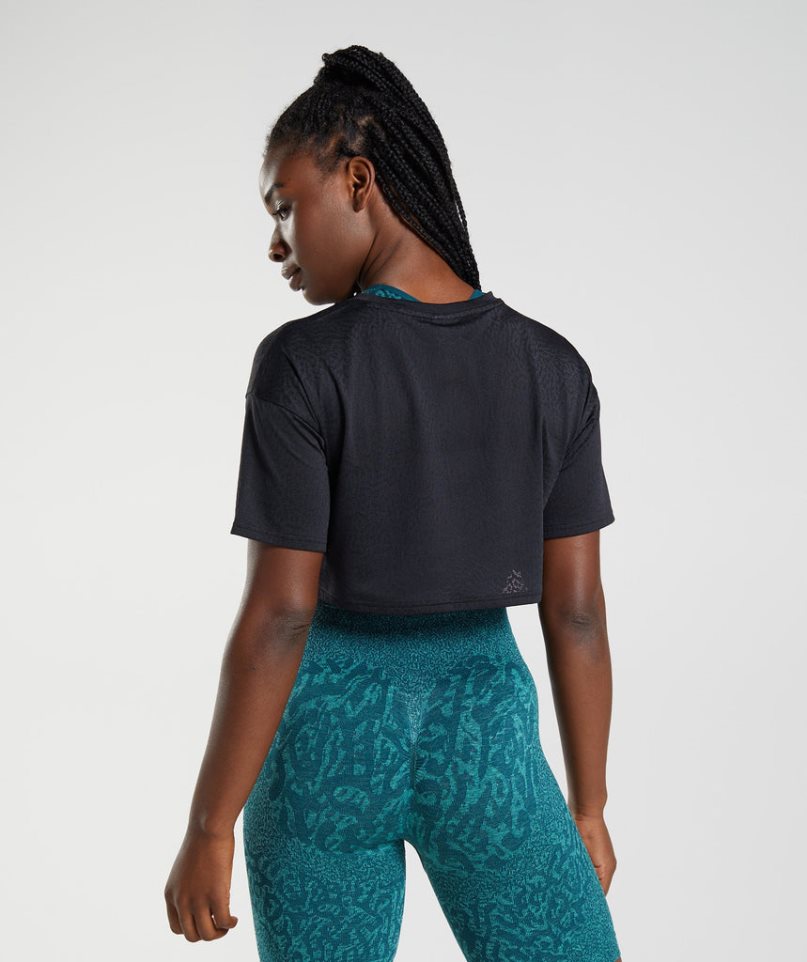 Gymshark Adapt Animal Seamless Beskurna Toppar Dam Svarta | SE-07182J