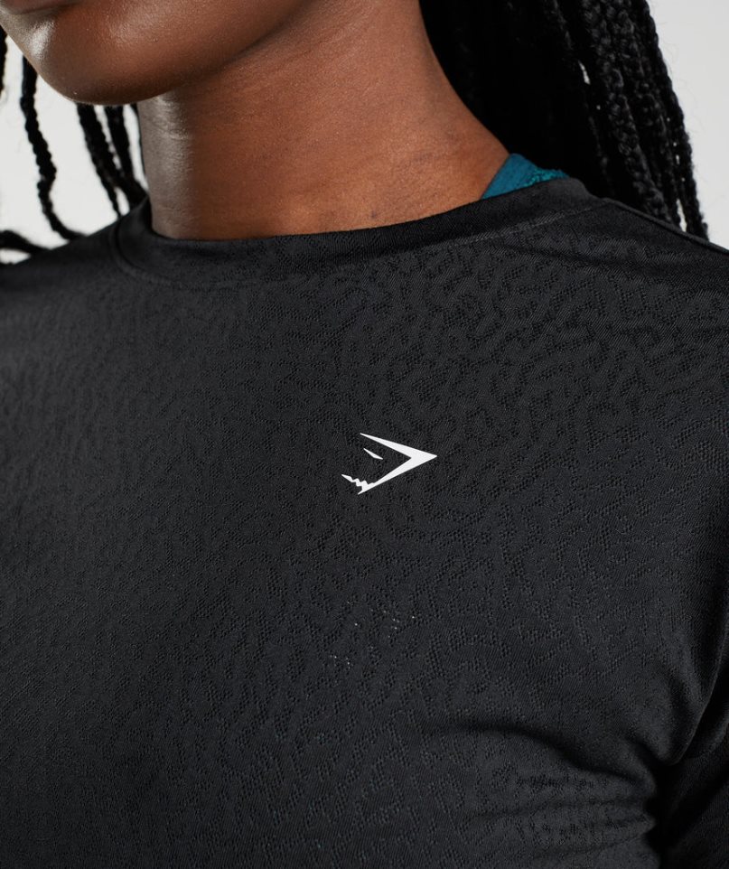 Gymshark Adapt Animal Seamless Beskurna Toppar Dam Svarta | SE-07182J