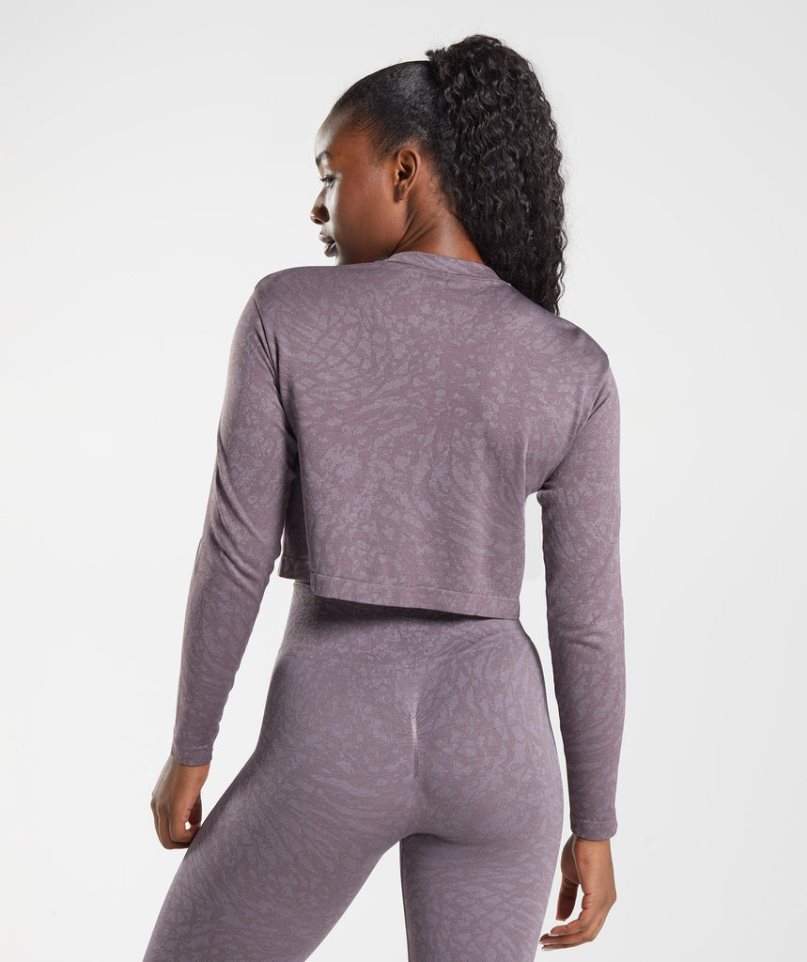 Gymshark Adapt Animal Seamless Long Sleeve Top T-shirt Dam Lila | SE-09347F