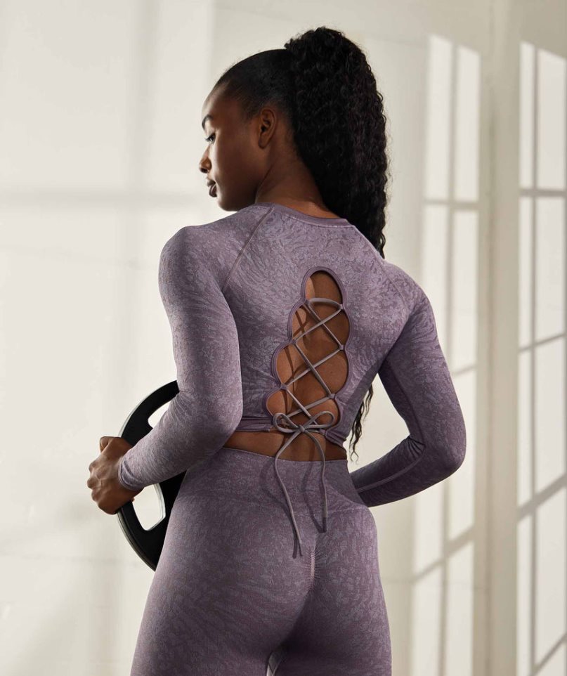 Gymshark Adapt Animal Seamless Spets Up Back Beskurna Toppar Dam Lila | SE-94280O
