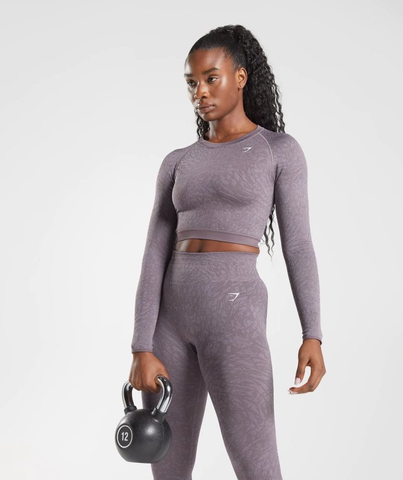 Gymshark Adapt Animal Seamless Spets Up Back Beskurna Toppar Dam Lila | SE-94280O