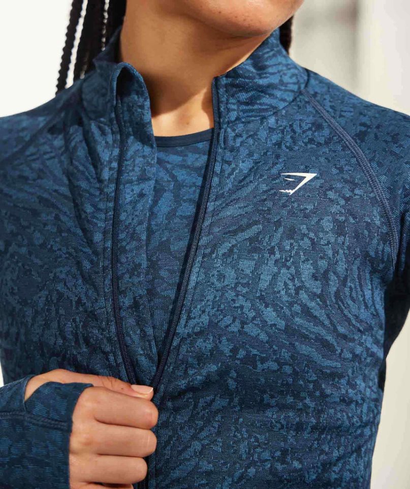 Gymshark Adapt Animal Zip Through Jacka Dam Marinblå | SE-31062Q