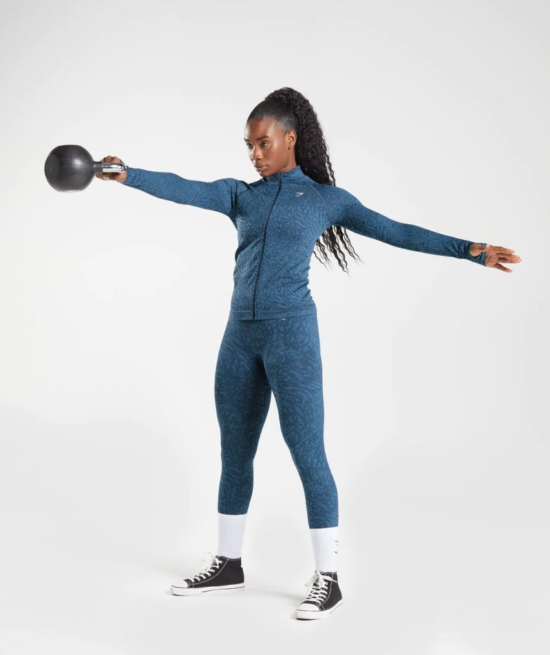 Gymshark Adapt Animal Zip Through Jacka Dam Marinblå | SE-31062Q