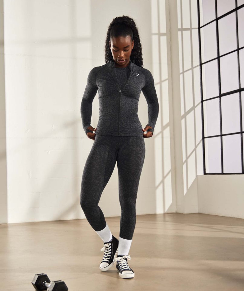 Gymshark Adapt Animal Zip Through Jacka Dam Svarta | SE-98352C