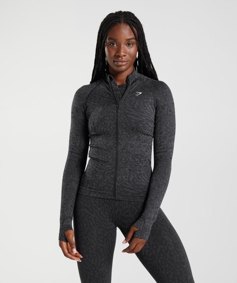 Gymshark Adapt Animal Zip Through Jacka Dam Svarta | SE-98352C