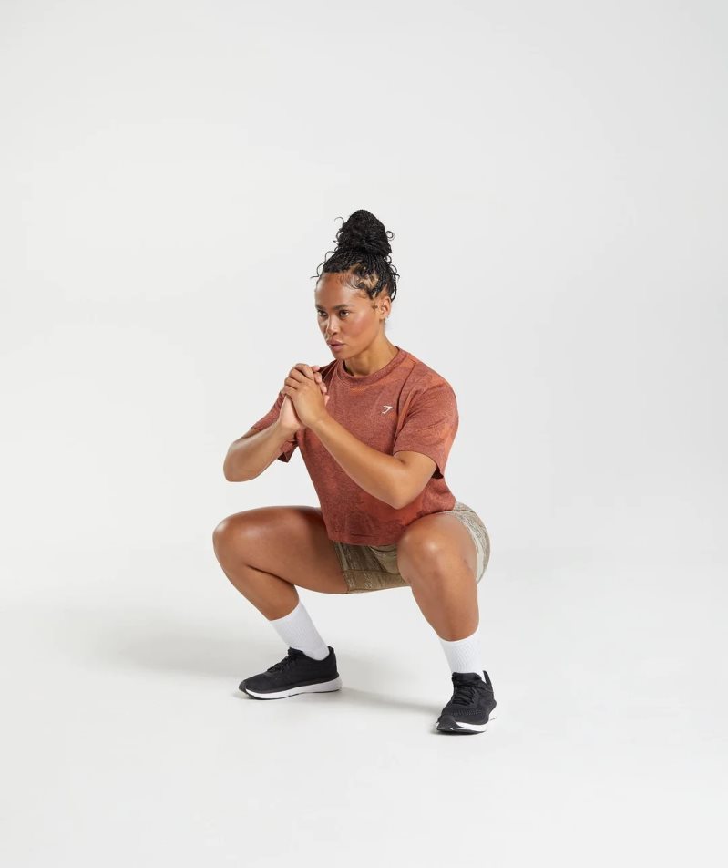 Gymshark Adapt Camo Seamless Beskurna Toppar Dam Bruna | SE-36405H