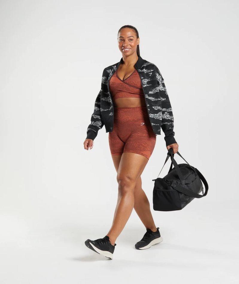 Gymshark Adapt Camo Seamless Track Jacka Dam Svarta | SE-83524D