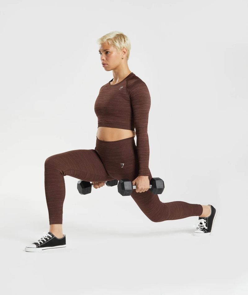 Gymshark Adapt Marl Seamless Long Sleeve Beskurna Toppar Dam Mörkbruna | SE-12960O