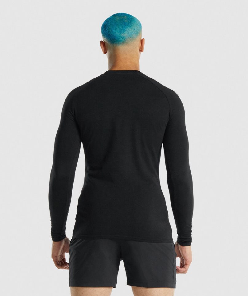 Gymshark Apollo Long Sleeve T-shirt Herr Svarta | SE-92436U