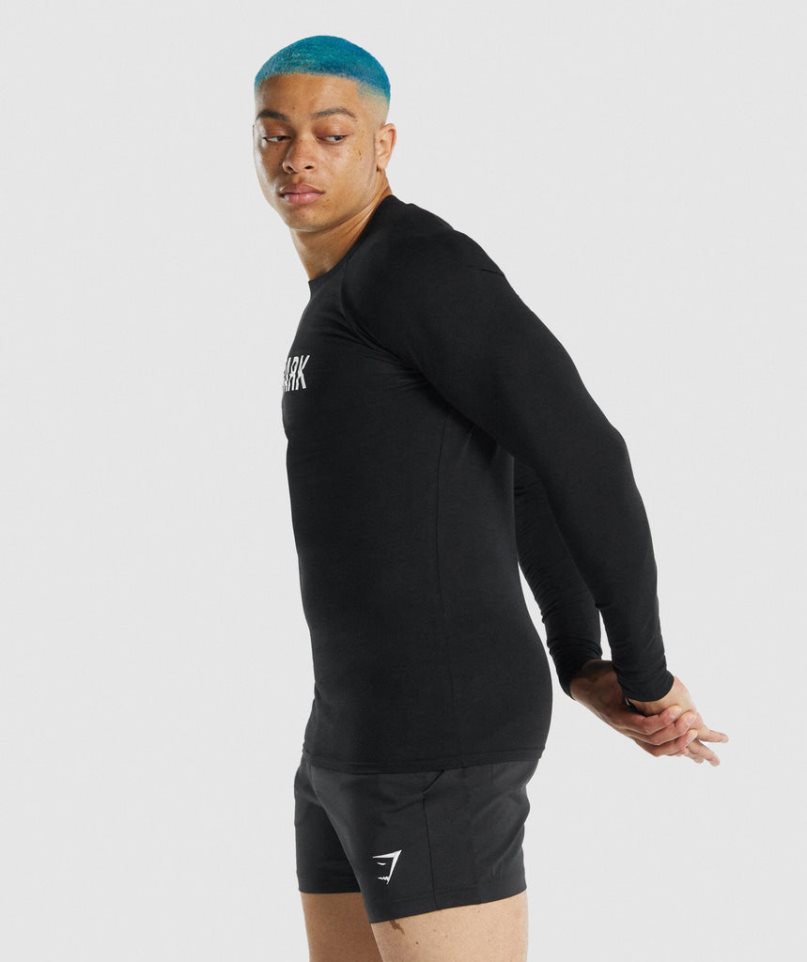Gymshark Apollo Long Sleeve T-shirt Herr Svarta | SE-92436U