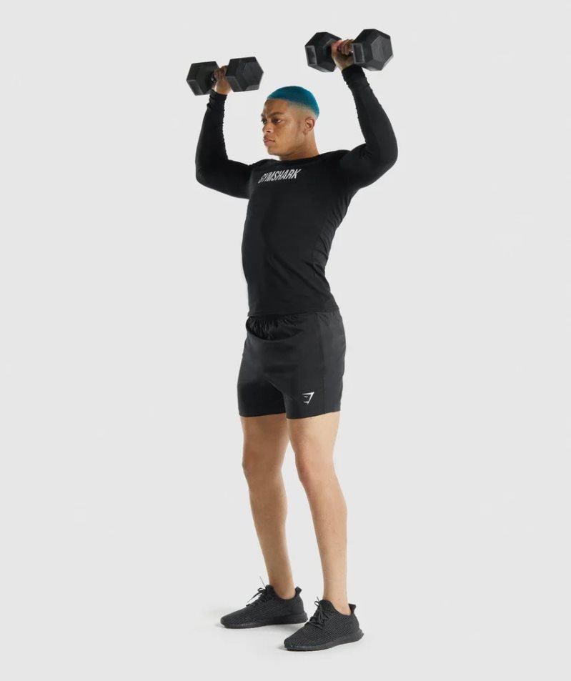 Gymshark Apollo Long Sleeve T-shirt Herr Svarta | SE-92436U