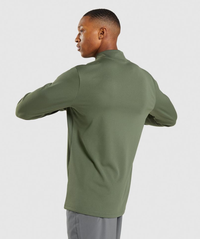 Gymshark Arrival 1/4 Zip Tröjor Herr Olivgröna | SE-16394F