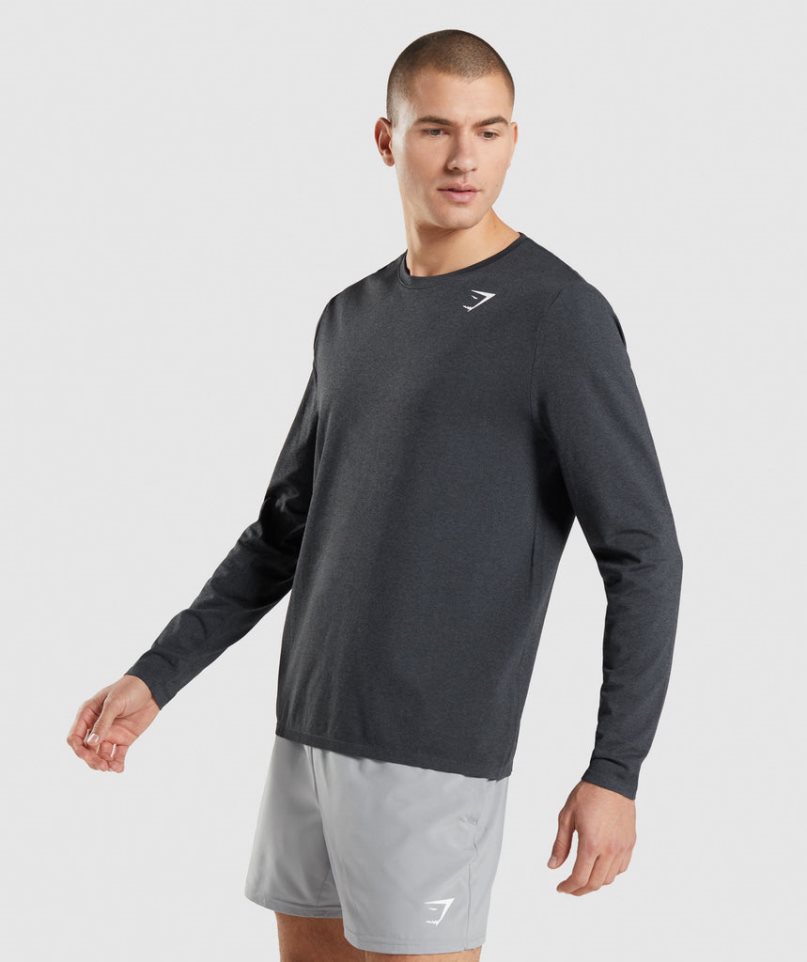 Gymshark Arrival Seamless Long Sleeve T-shirt Herr Svarta | SE-97642Z