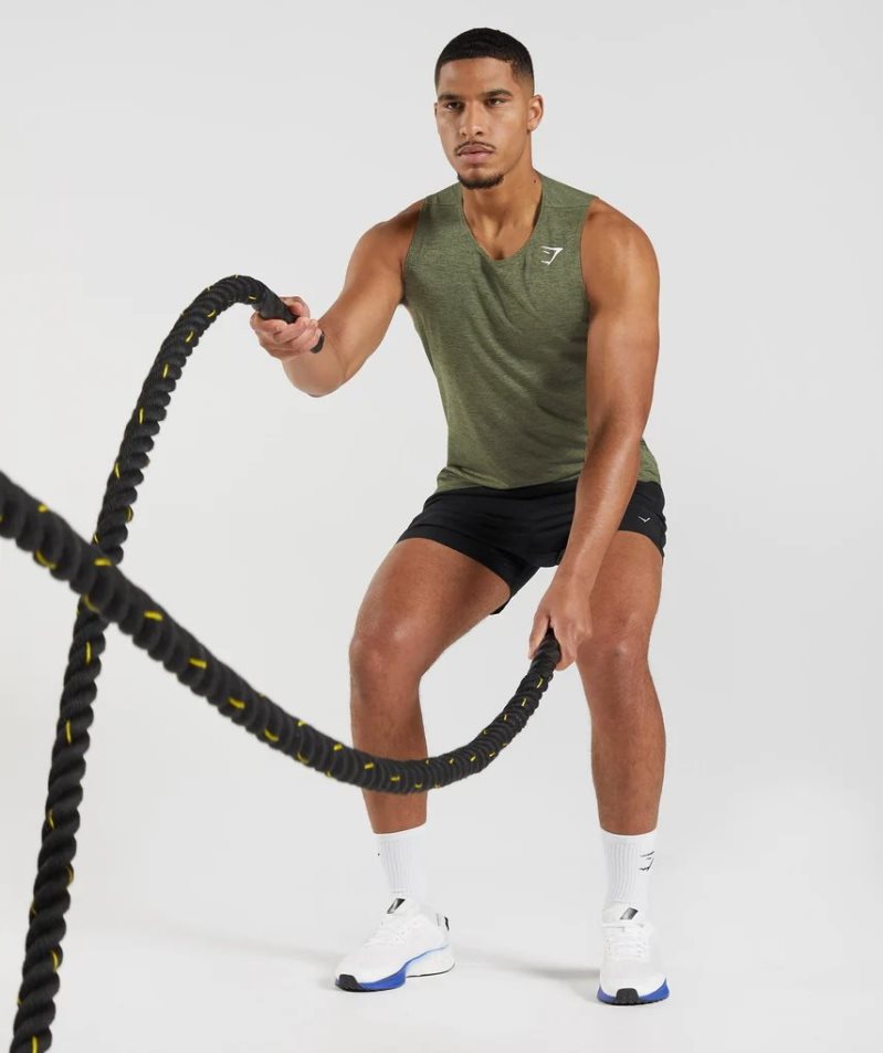 Gymshark Arrival Slim Marl Linnen Herr Olivgröna | SE-21685G