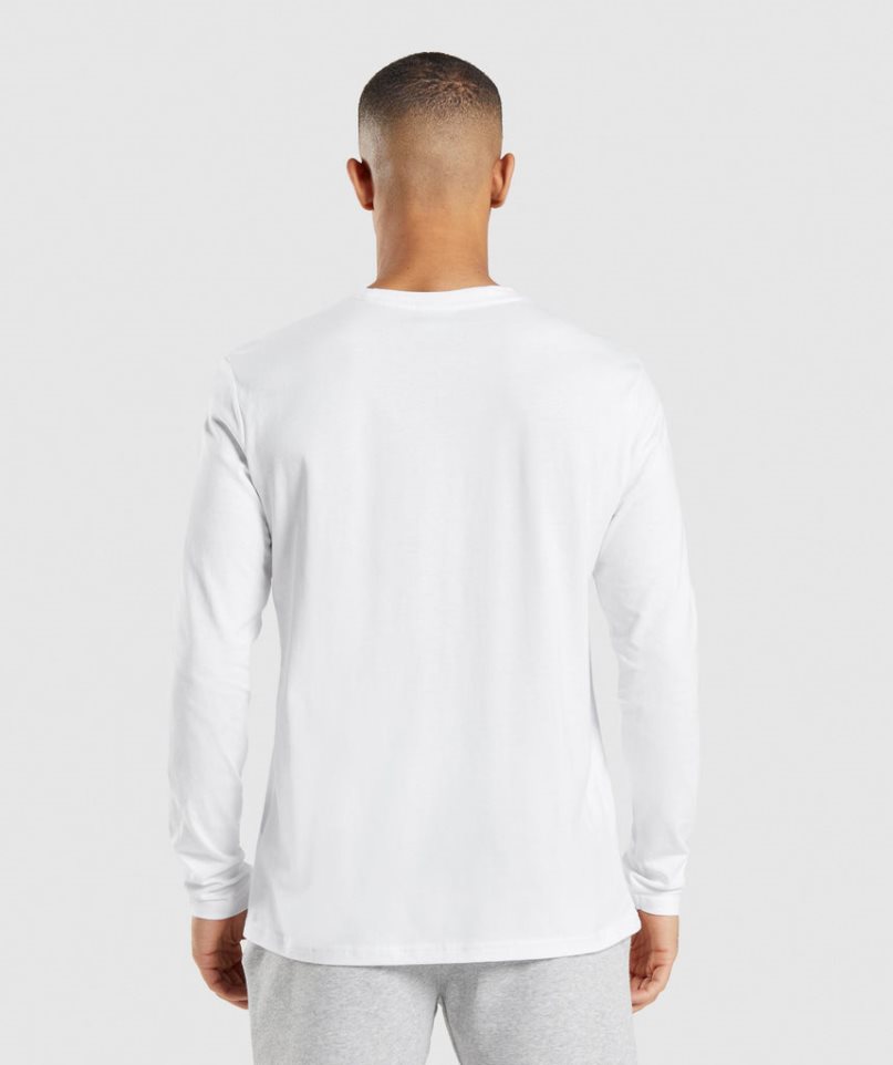 Gymshark Crest Long Sleeve T-shirt Herr Vita | SE-25061R