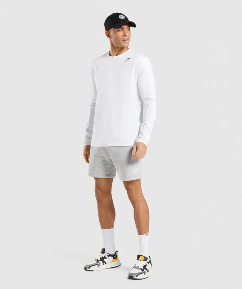Gymshark Crest Long Sleeve T-shirt Herr Vita | SE-25061R