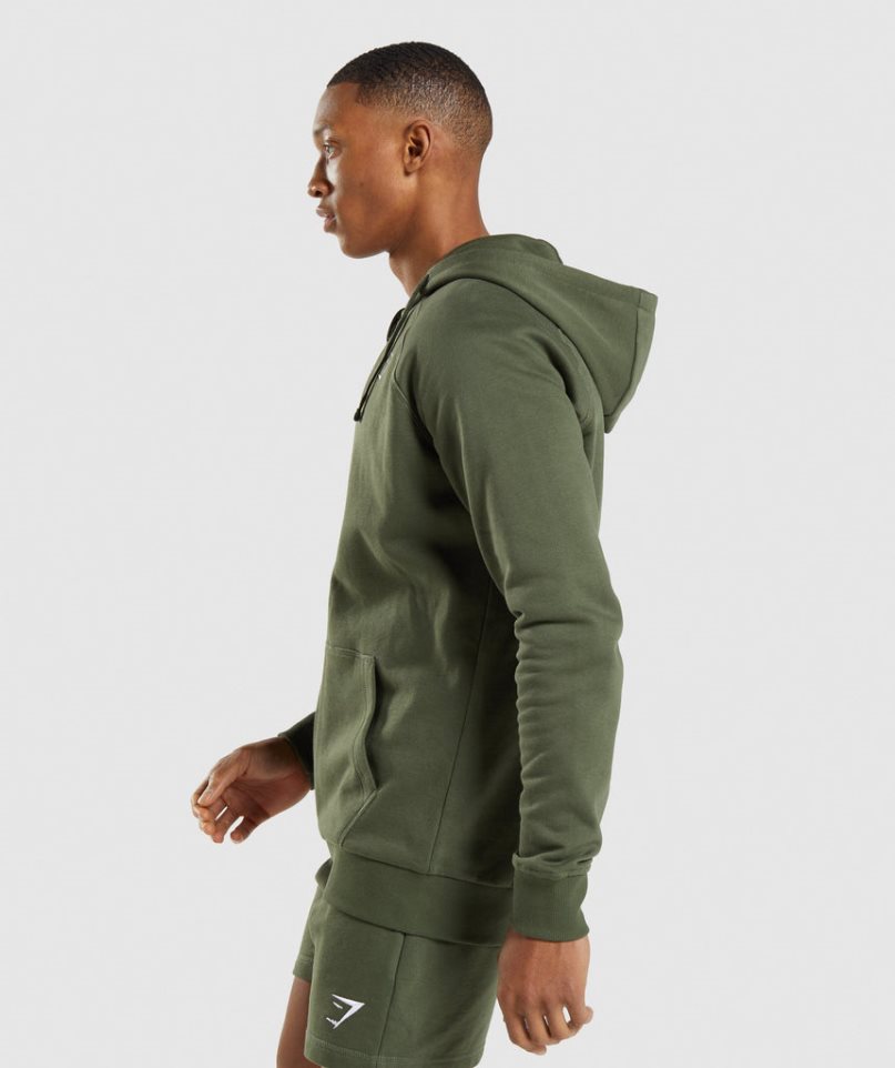 Gymshark Crest Zip Up Hoodie Herr Olivgröna | SE-08526G