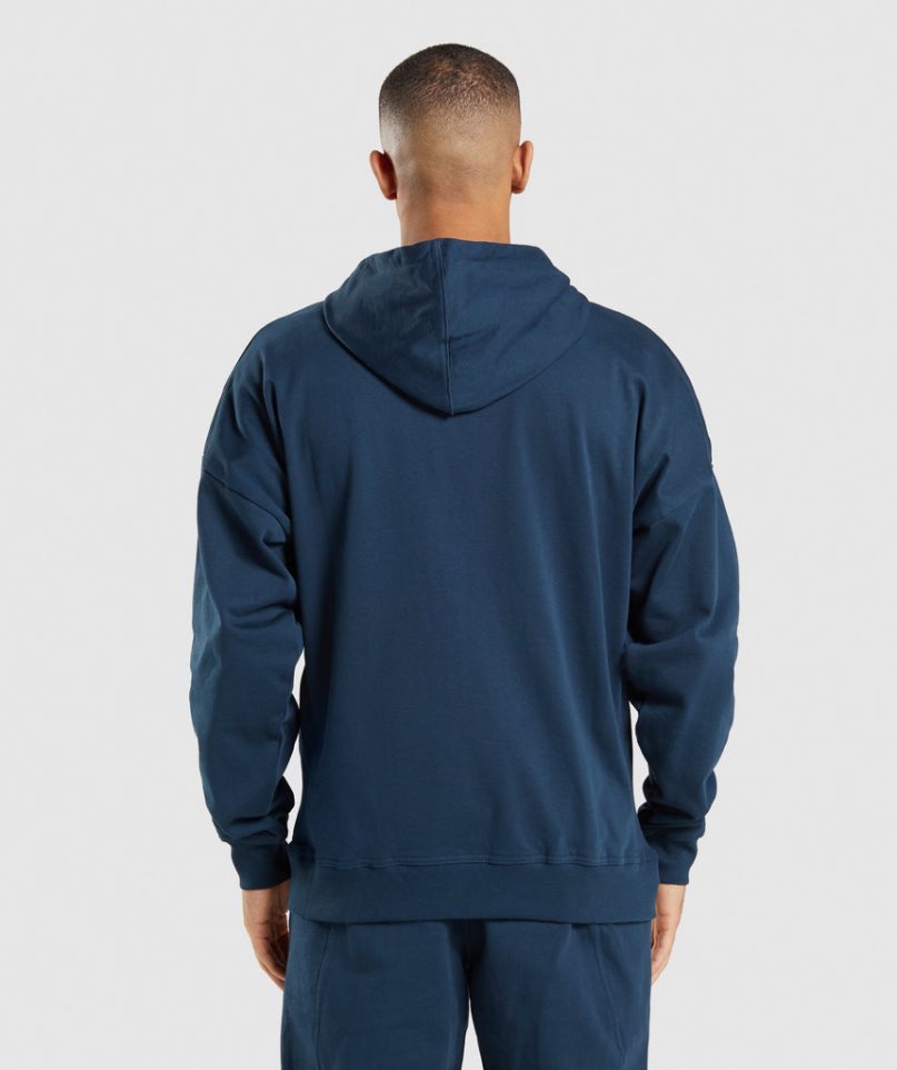 Gymshark Essential Zip Up Hoodie Herr Marinblå | SE-74163W