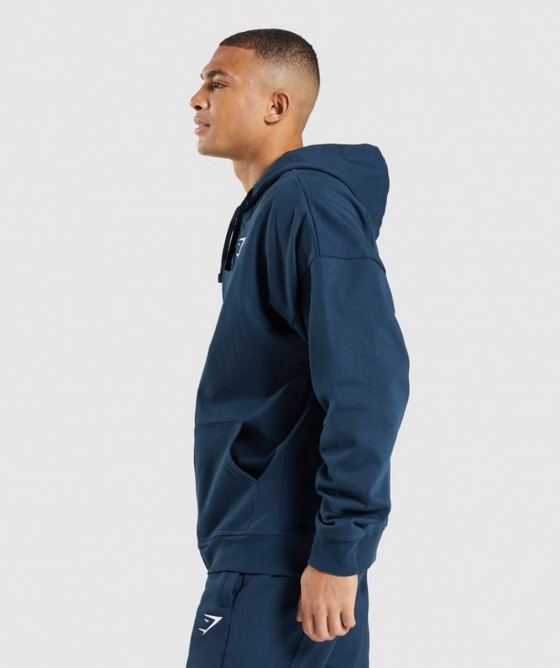 Gymshark Essential Zip Up Hoodie Herr Marinblå | SE-74163W