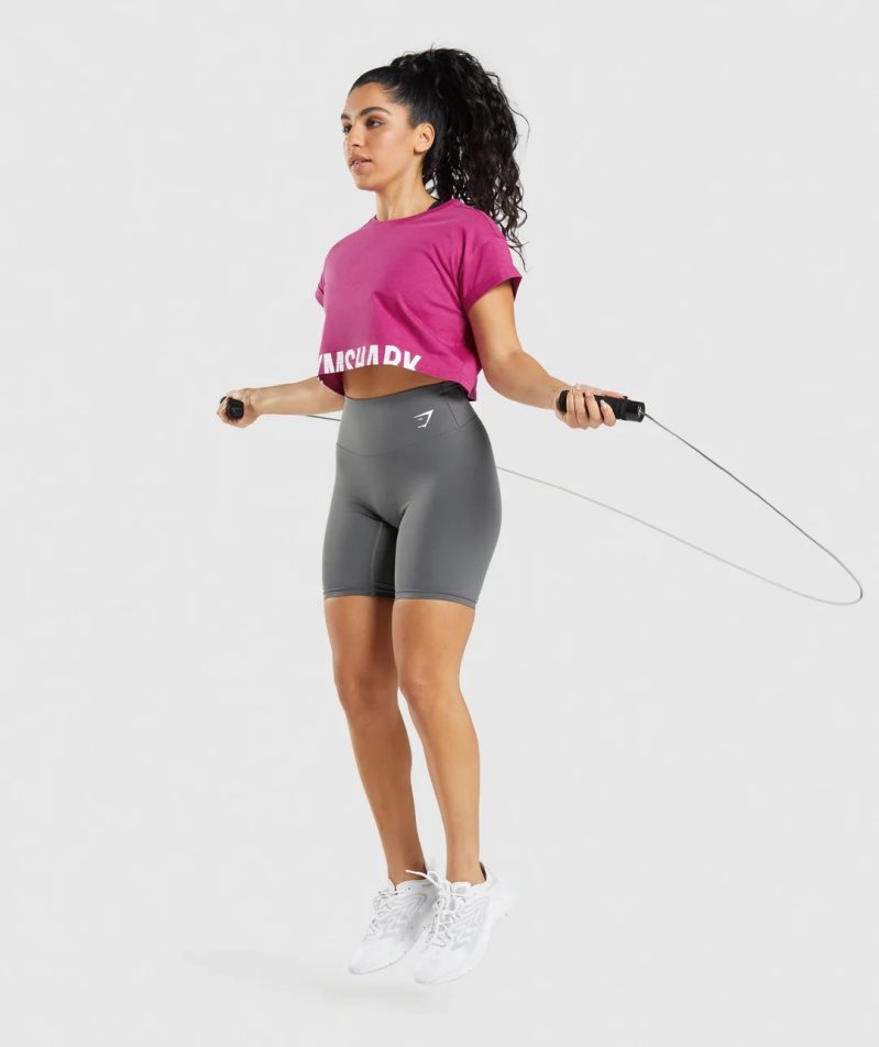 Gymshark Fraction Beskurna Toppar Dam Fuchsia | SE-61025L