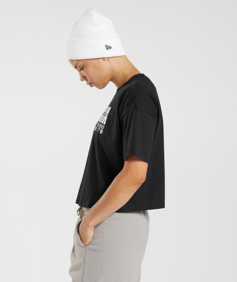 Gymshark GS10 Year Midi Beskurna Toppar Dam Svarta | SE-81425H