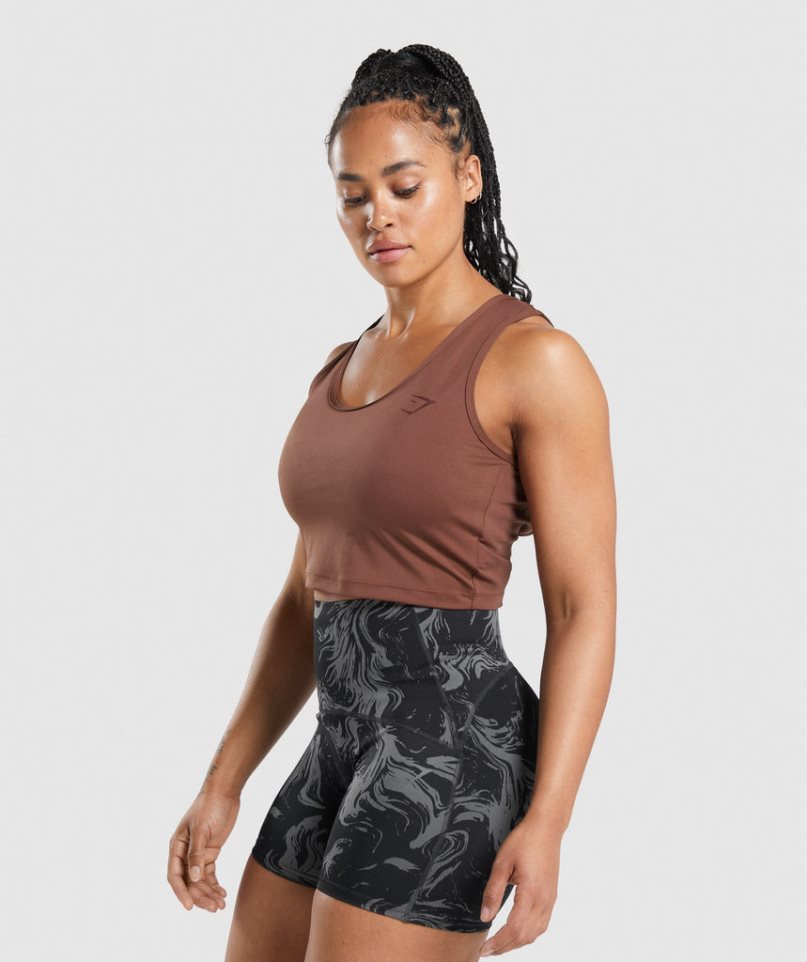 Gymshark GS Power Open Back Cropped Linnen Dam Bruna | SE-56380J
