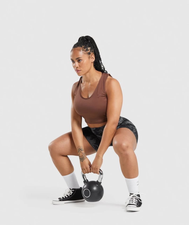 Gymshark GS Power Open Back Cropped Linnen Dam Bruna | SE-56380J