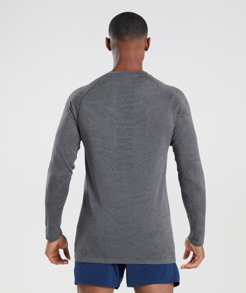 Gymshark Geo Seamless Long Sleeve T-shirt Herr Grå | SE-57318H