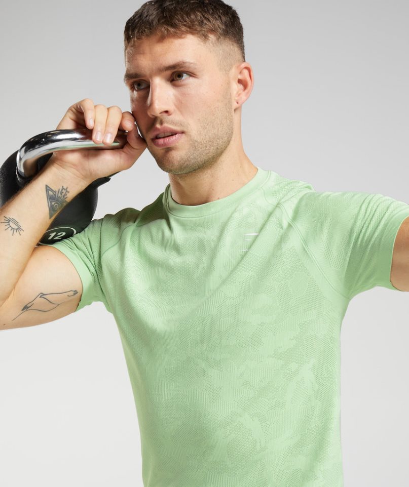 Gymshark Geo Seamless T-shirt Herr Ljusgröna | SE-50429X