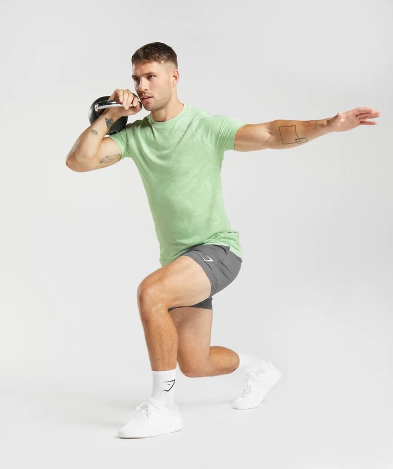 Gymshark Geo Seamless T-shirt Herr Ljusgröna | SE-50429X