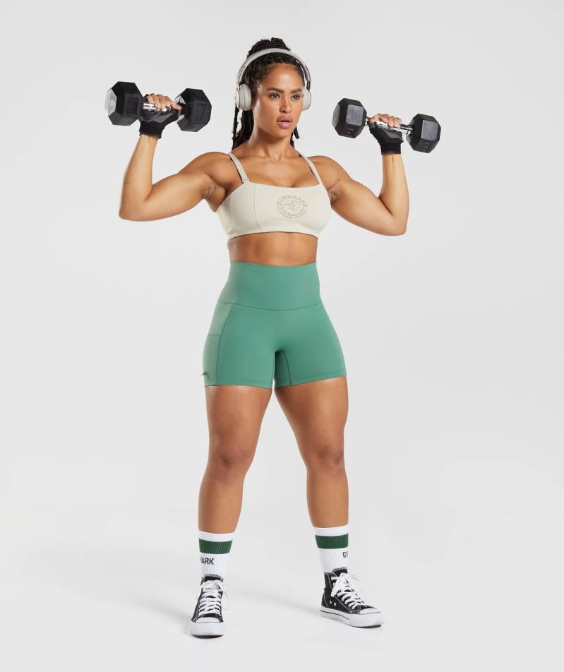 Gymshark Legacy Ruched Tight Shorts Dam Gröna | SE-34206W