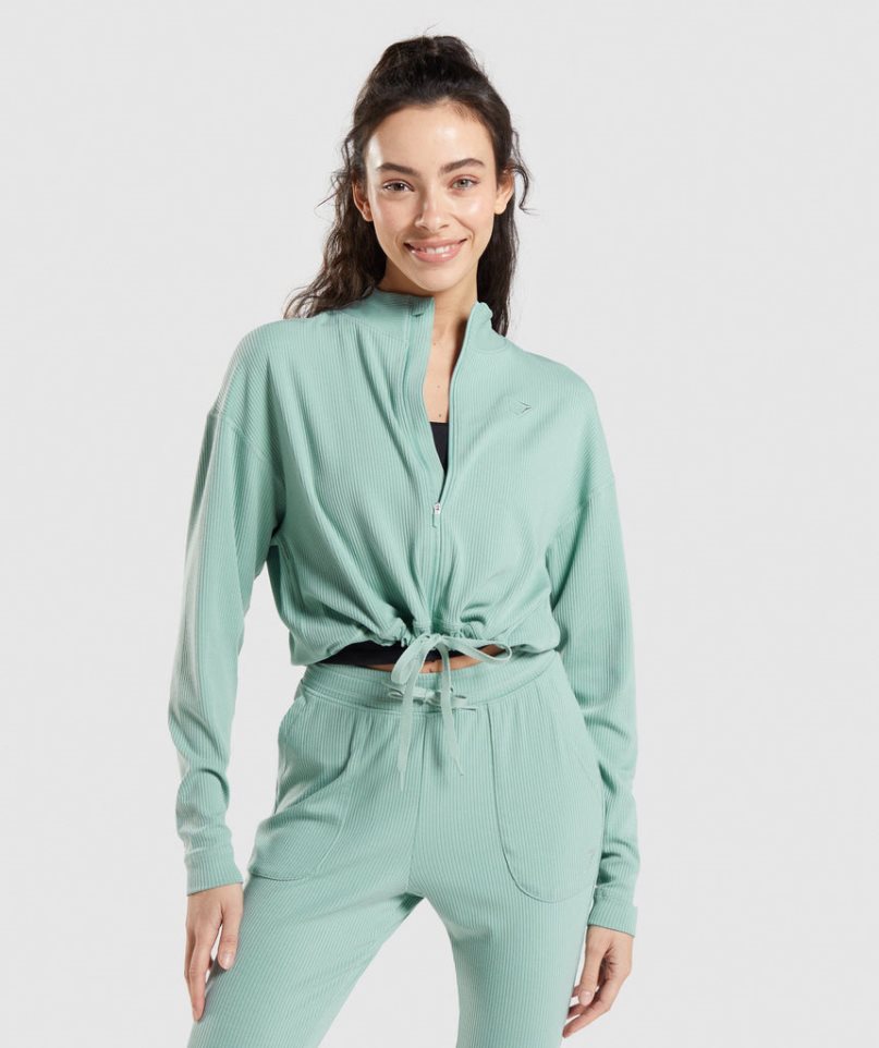 Gymshark Pause Zip Up Jacka Dam Gröna | SE-87649J