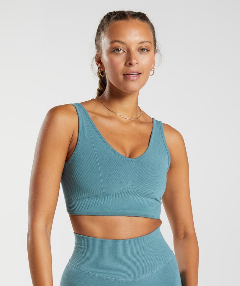 Gymshark Rest Day Seamless Bralette Sport Bh Dam Blå | SE-07548I