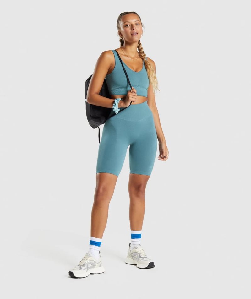 Gymshark Rest Day Seamless Bralette Sport Bh Dam Blå | SE-07548I