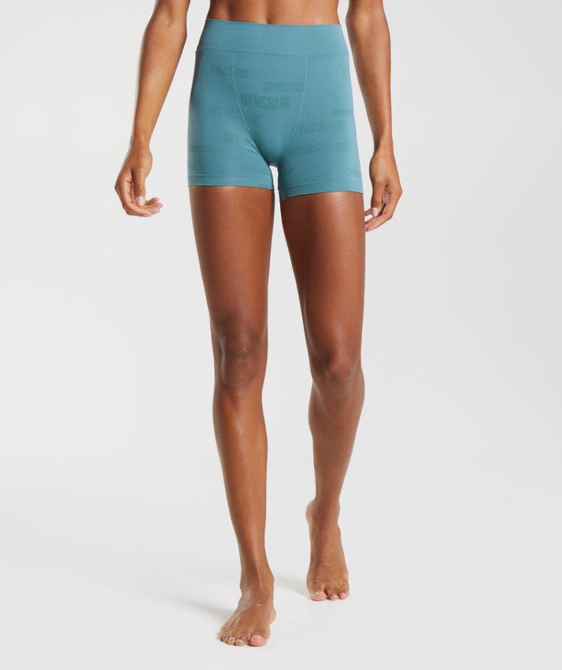 Gymshark Seamless Jacquard Boxers Underkläder Dam Blå | SE-23498M