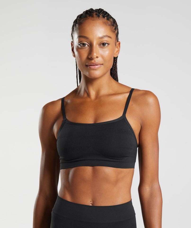 Gymshark Seamless Jacquard Bralette Underkläder Dam Svarta | SE-85762P