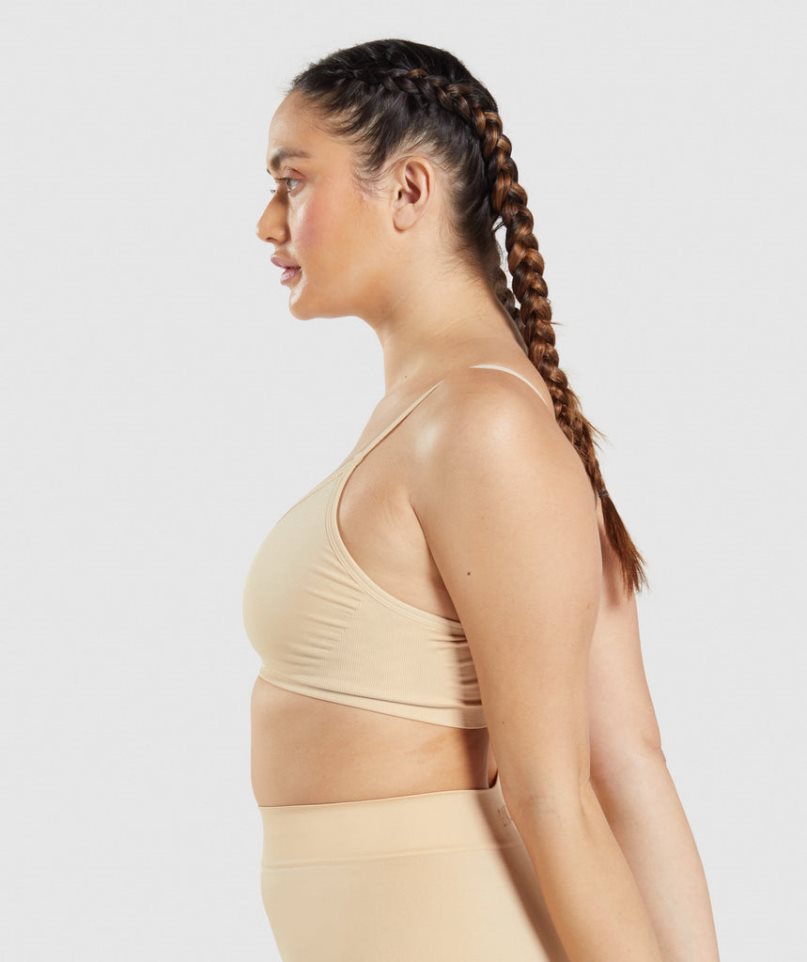 Gymshark Seamless Low Neck Bralette Underkläder Dam Ljusbruna | SE-09714Q